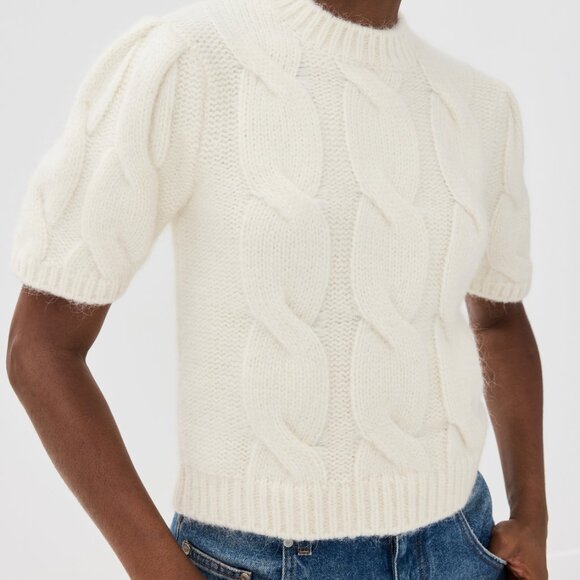 ANINE BING Brittany Cable Stitch Sweater Ivory, M - Picture 10 of 12